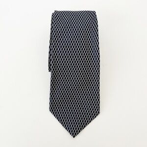 Lands' End Black Silk Tie USA Made Hand-Sewn Striped Preppy Ivy League Classic